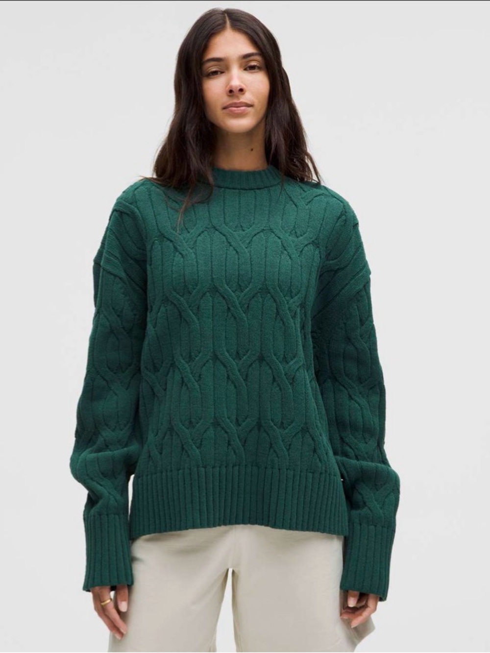 Lululemon Cable-Knit Oversized Crewneck
Storm Teal Large